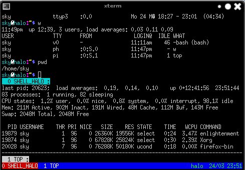 Eine Beispiel-Session von GNU-Screen